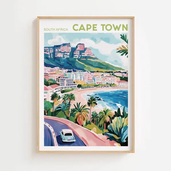 Cape Town Retro Coastal Travel Poster Print