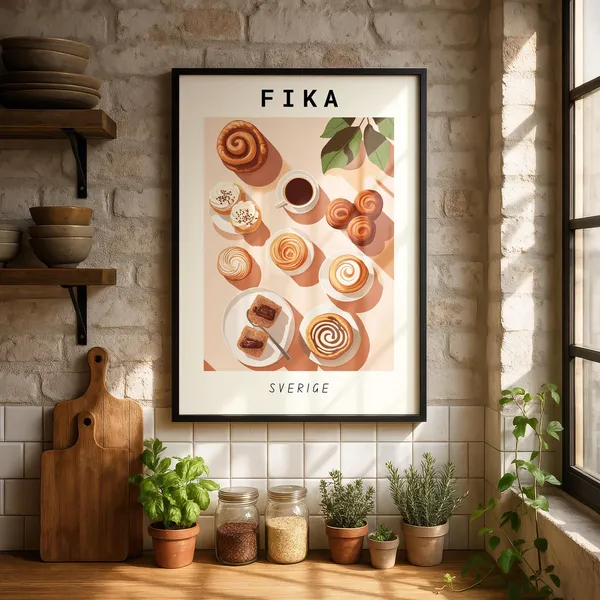 Swedish Fika Art Print, Scandinavian Decor