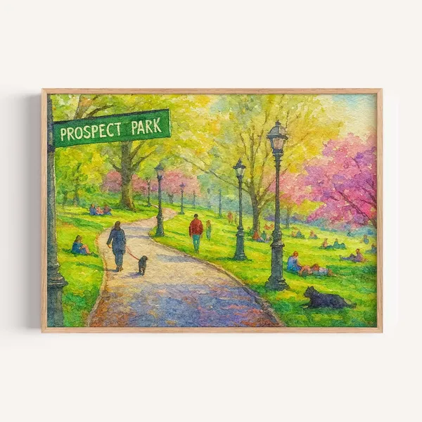 Prospect Park Landscape Painting, Brooklyn Wall Art Print