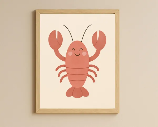 Lobster Nursery Art Print, Cute Crustacean Decor