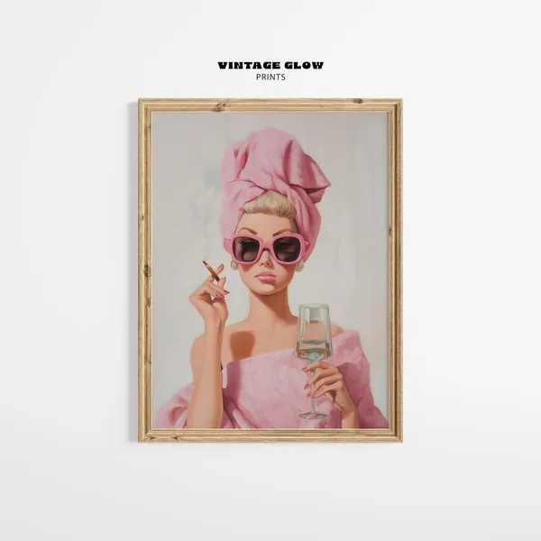 Retro 90s Doll Art Print, Pink Fashion Poster