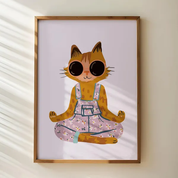 Cute Cat Nursery Animal Print, Whimsical Poster