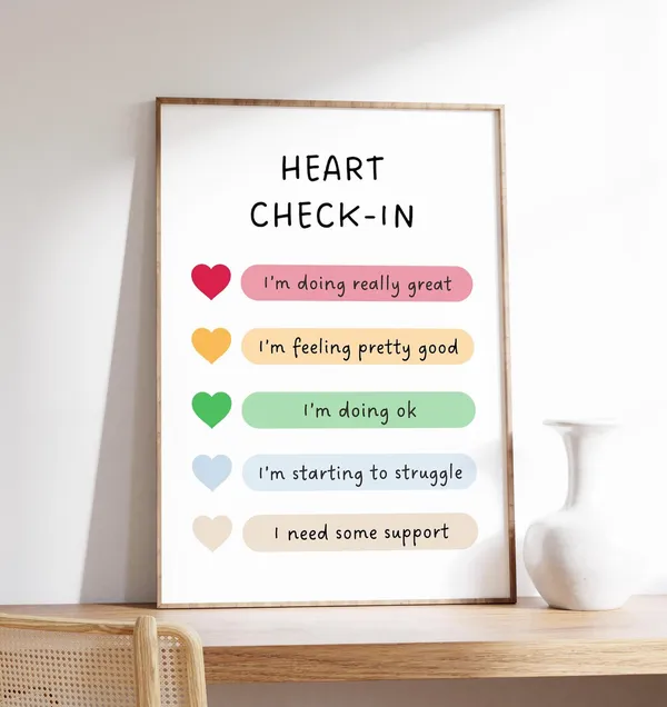 Heart Check-In Daily Feelings Chart Poster