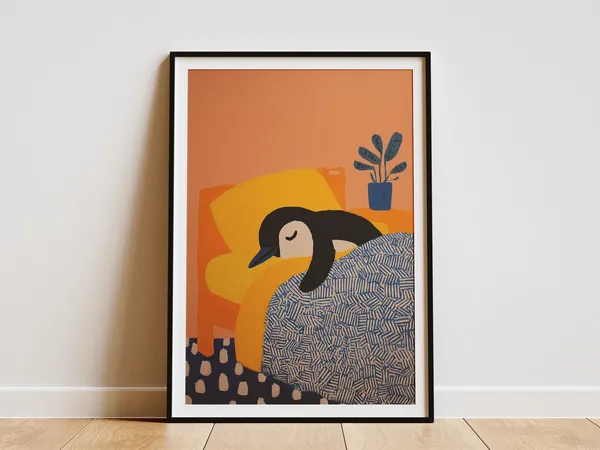Sleeping Penguin Matisse-Style Art Print