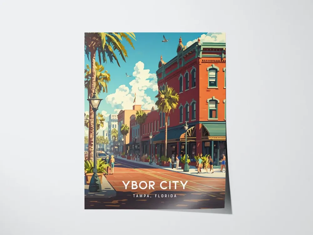 Ybor City Tampa Vintage Travel Poster