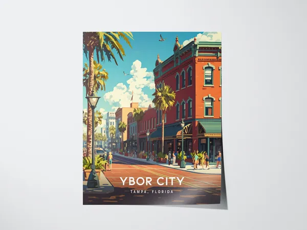 Ybor City Tampa Vintage Travel Poster