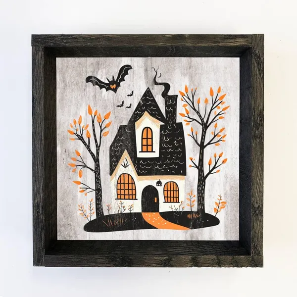 Folk Halloween Haunted House Art Print