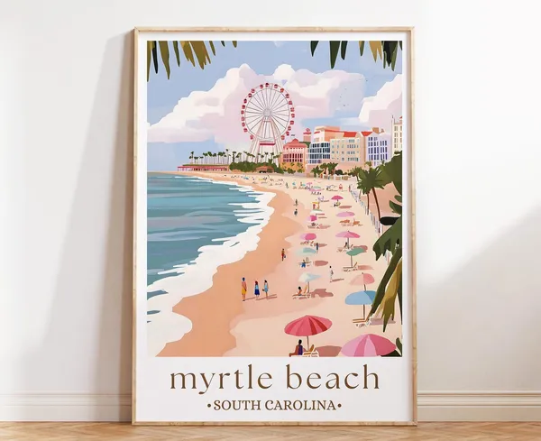 Myrtle Beach South Carolina Ocean View Travel Poster