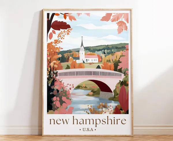 New Hampshire Autumn Foliage and Mountain Travel Poster