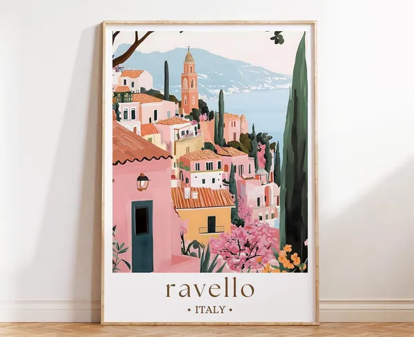 Ravello Italy Amalfi Coast Travel Poster, Coastal Decor
