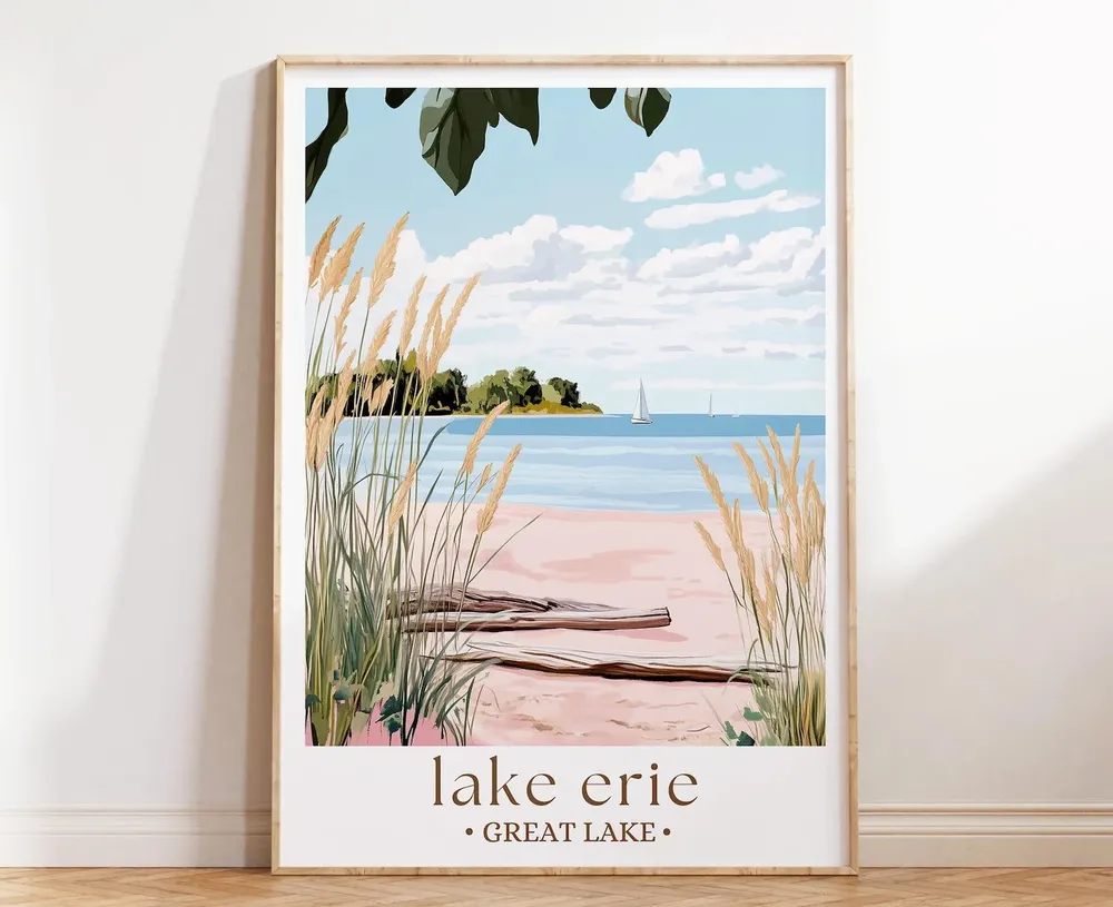 Lake Erie Great Lakes Region Travel Poster