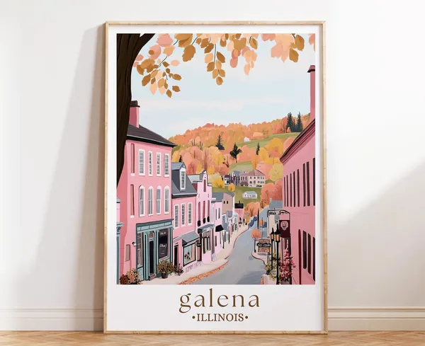 Galena Illinois Illustrated Main Street Travel Poster