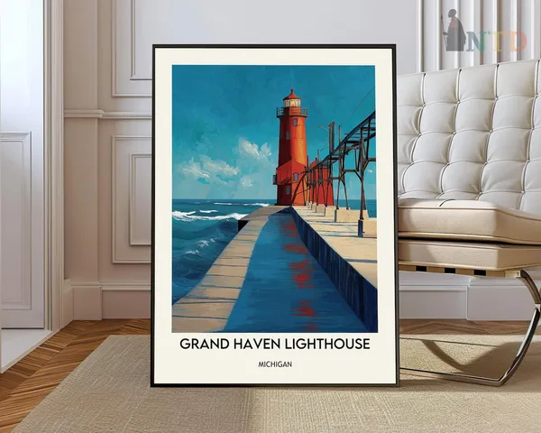 Grand Lighthouse Poster Print, Lake Michigan