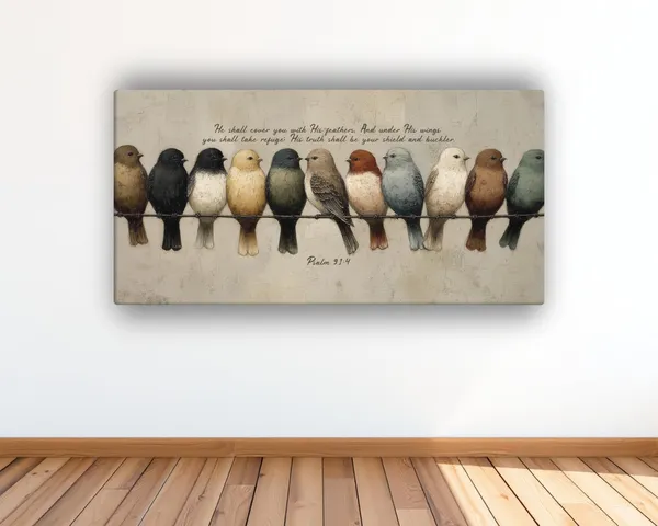 Psalm 91:4 Colorful Birds Scripture Art Print