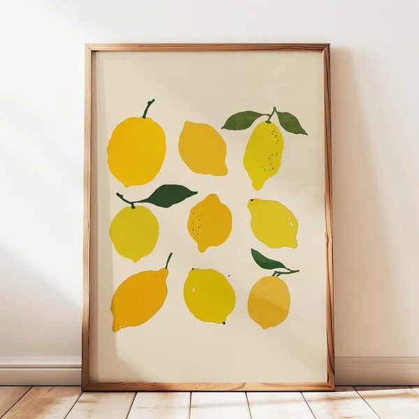 Lemon Print Minimalist Mediterranean Retro Art Print
