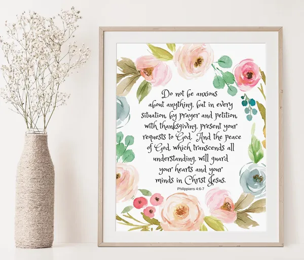 Philippians 4:6 Bible Verse Wildflowers Art Print