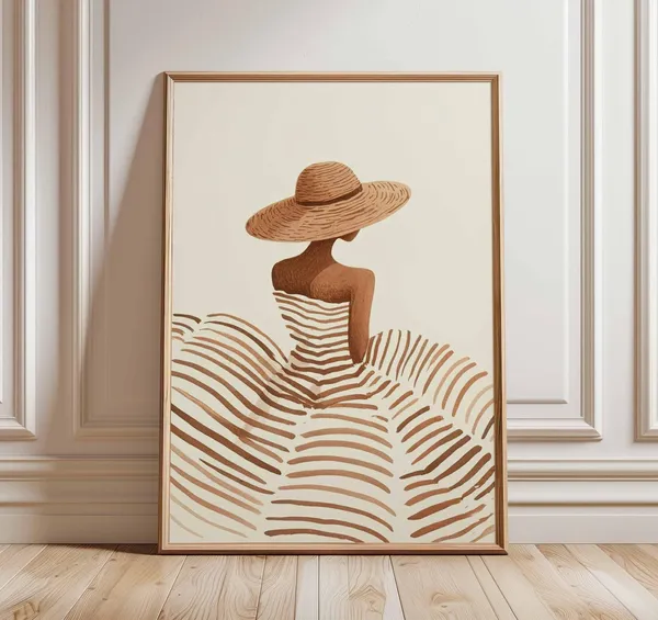 Minimalist Woman In Sun Hat Art Print