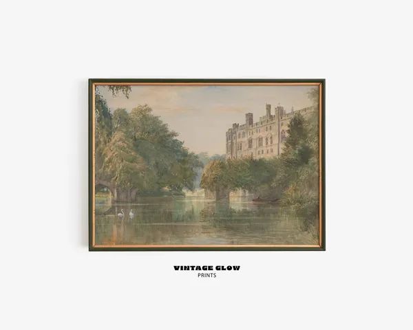 Vintage Regency Castle Art Print, Pride and Prejudice