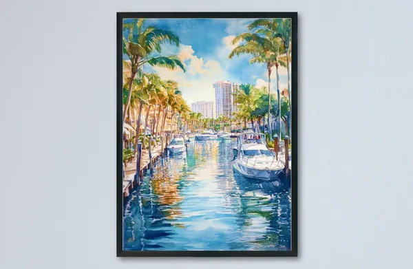 Fort Lauderdale Watercolor Travel Poster