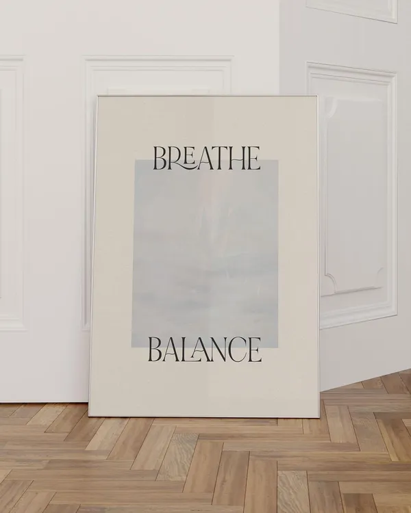 Breathe Motivational Mindfulness Typography Art Print
