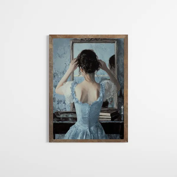 Vintage Woman Portrait Art Print, Victorian Farmhouse