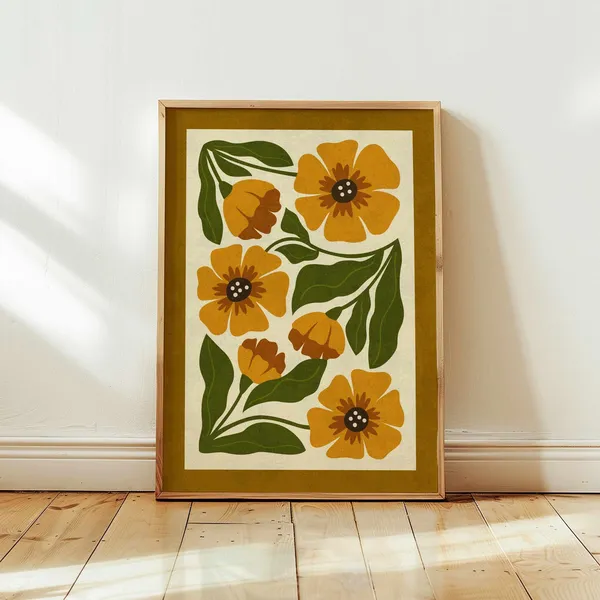 Retro Floral Matisse-Inspired Botanical Art Print