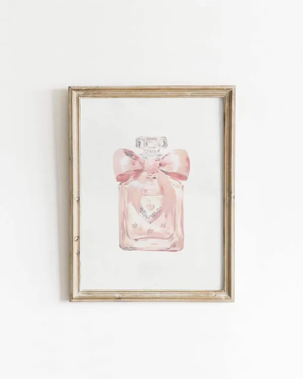 Pink Perfume Bow Coquette Nursery Decor Poster