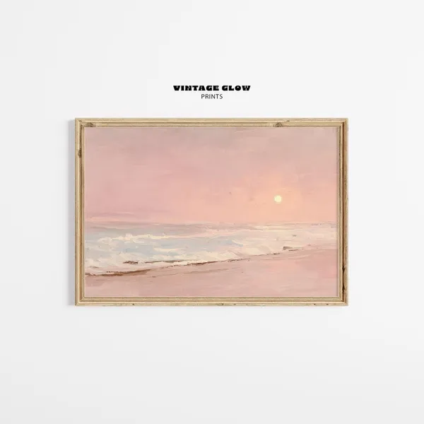 Ocean Sunrise Coastal Wall Art Print, Neutral Tropical