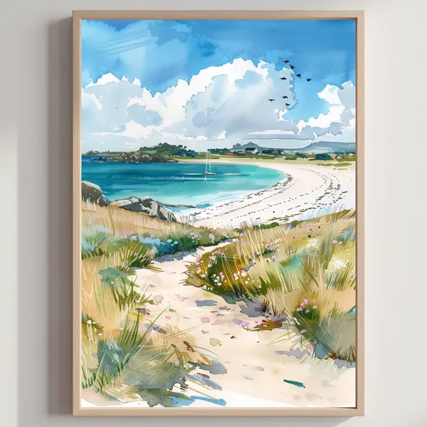 Isles Of Scilly Watercolor Travel Poster