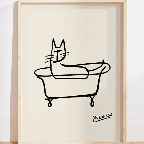 Picasso Black Cat Bathtub Wall Art Print