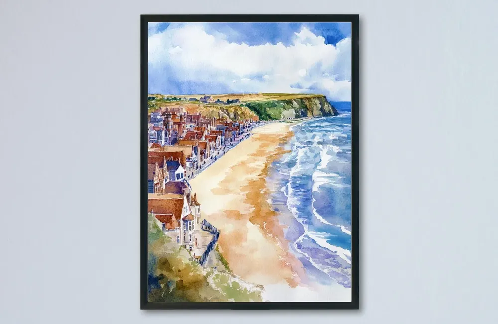 Filey Watercolor Poster, United Kingdom Wall Art