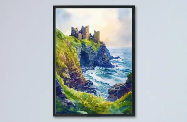 Tintagel Watercolor Poster, United Kingdom Travel Poster