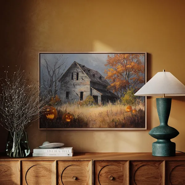 Haunted House With Pumpkins, Spooky Autumn Night