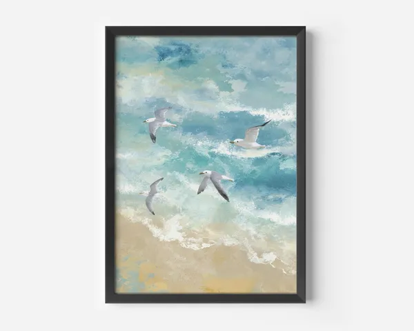Maritime Vintage Beach Watercolor Poster