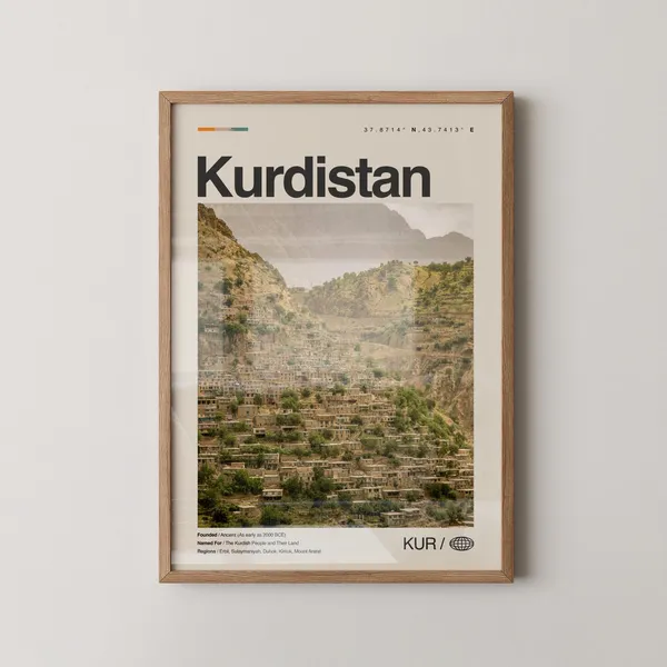 Kurdistan Travel Poster, Erbil Citadel and Dukan Lake