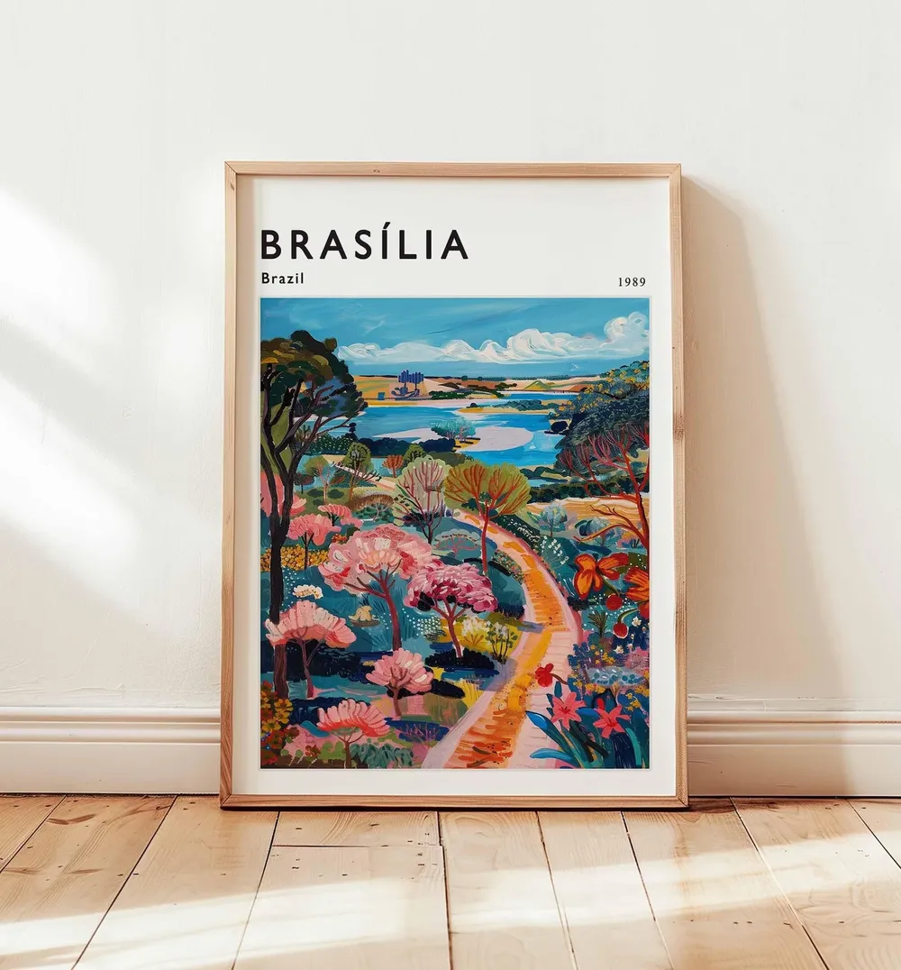 Brasilia Travel Poster, Modernist Brazil Wall Art