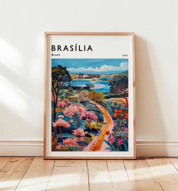 Brasilia Travel Poster, Modernist Brazil Wall Art