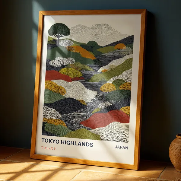 Tokyo Mountains - Japandi Nature Art Print