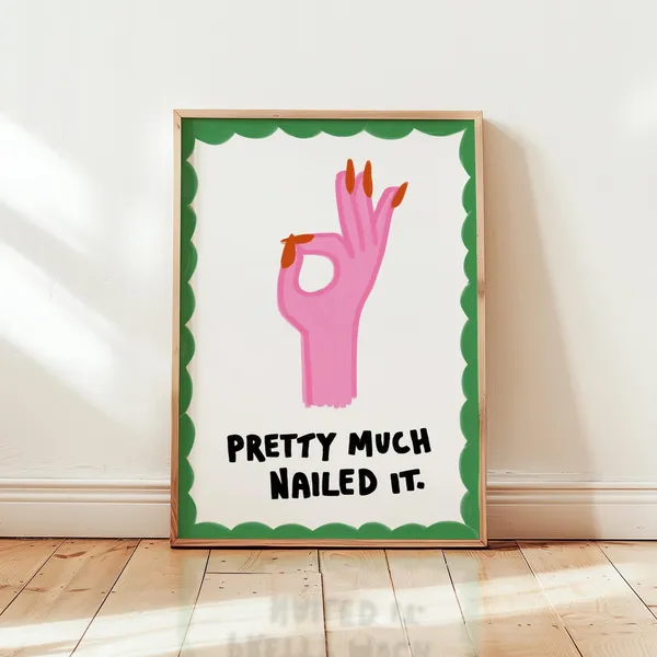 Nailed It Nail Art Print, Maximalist Typography