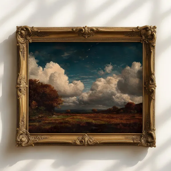 Vintage Autumn Cloudy Landscape Art Print