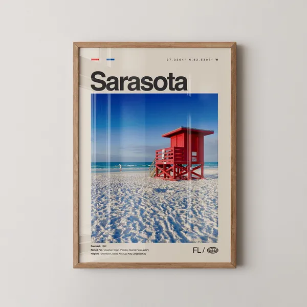 Sarasota Florida Travel Poster, Siesta Key Beach
