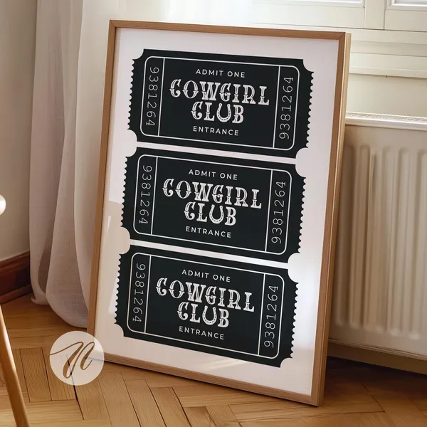 Cowgirl Club Ticket Western Art Print, Southwestern