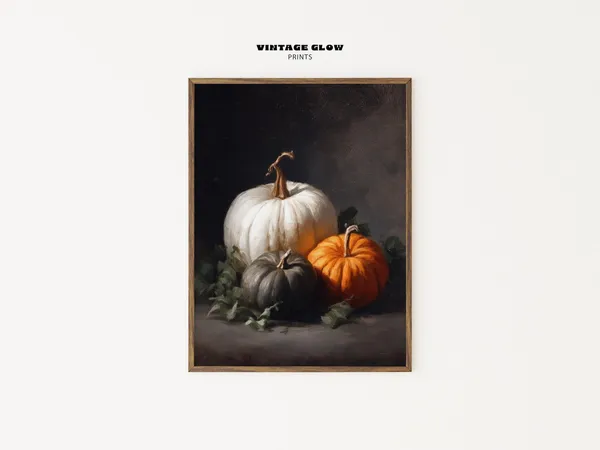 Rustic Pumpkin Still Life, Vintage Fall Art Print