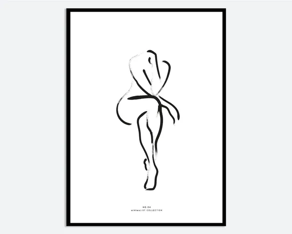 One Line Modern Girl Silhouette, Minimalist Art Print