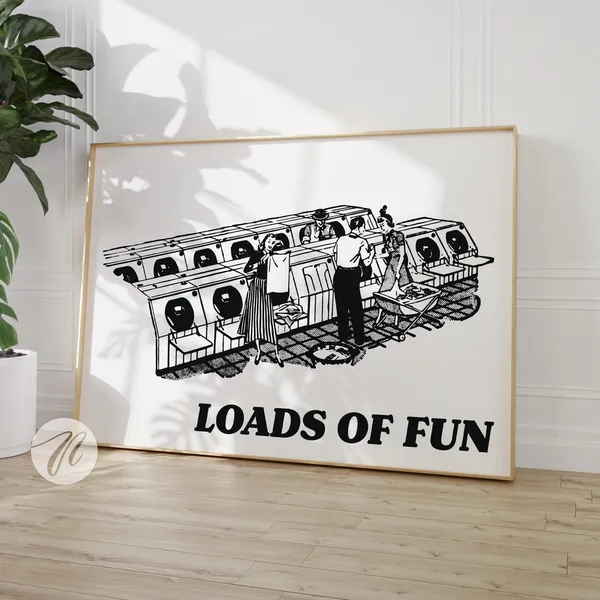 Loads Of Fun Retro Laundry Room Decor Poster
