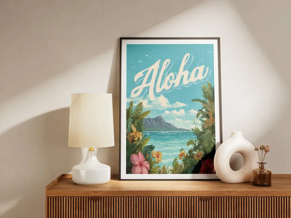 Aloha Hawaii Vintage Travel Poster, Tropical Island Decor - Image 4