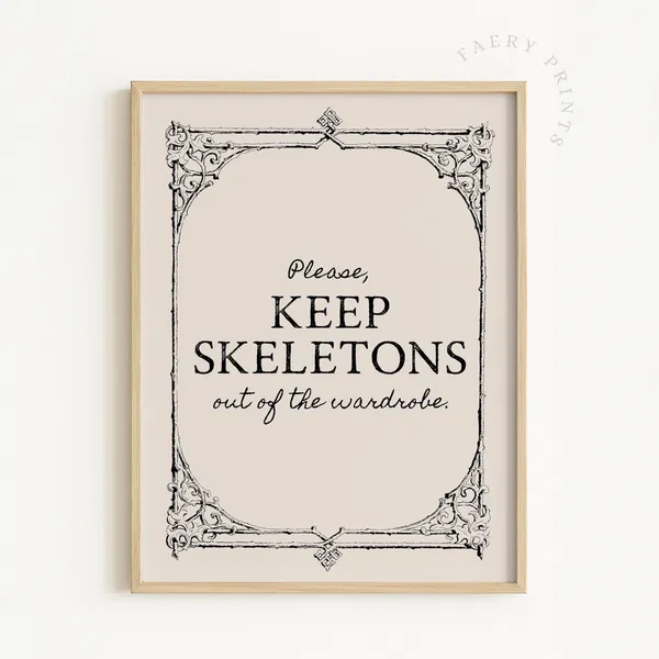 Funny Skeleton Halloween Print, Vintage Humor Poster