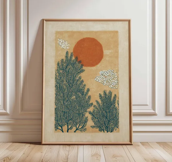 Minimalist Retro Botanical Art Print, Mid-Century