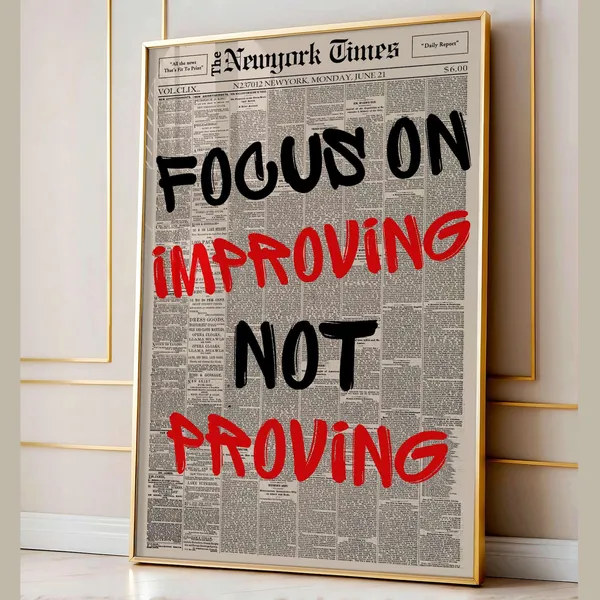 Retro Focus On Improving Not Proving Typography Poster