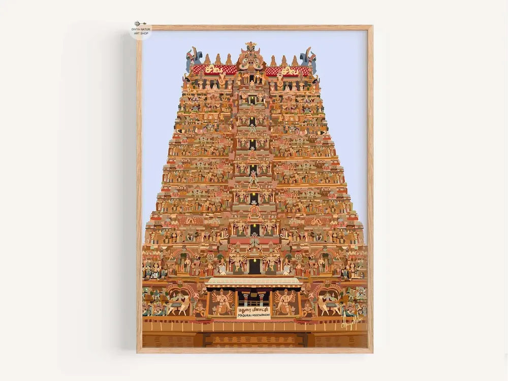 Madurai Meenakshi Temple Art Print, South Decor